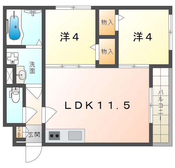 TIO ALBA(2LDK/1階)の間取り写真