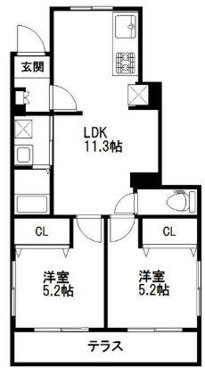 新井3丁目(2LDK/1階)の間取り写真