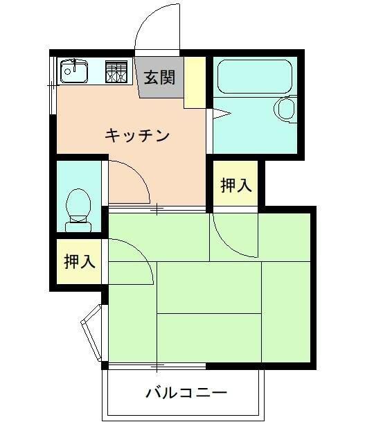 福富荘(1DK/2階)の間取り写真