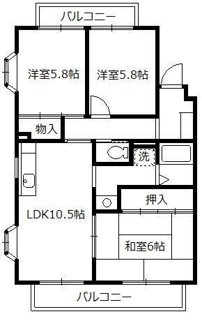 クレスト湘南(3LDK/1階)の間取り写真