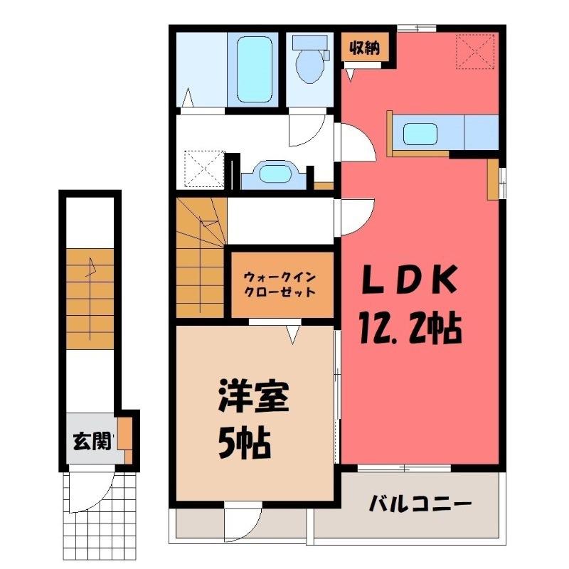 プランドール I(1LDK/2階)の間取り写真