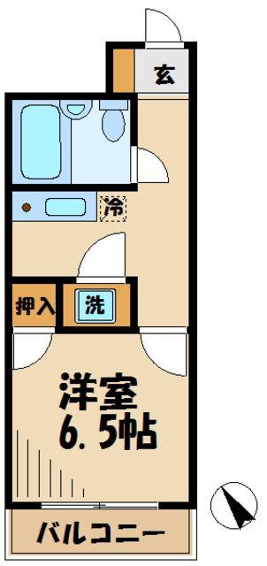 クレスト1(1K/1階)の間取り写真