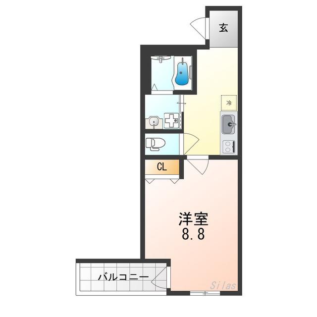 フジパレス今川公園東II番館(1K/2階)の間取り写真