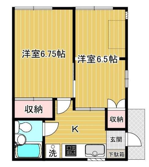 ハイツリバーサイドA(2K/1階)の間取り写真