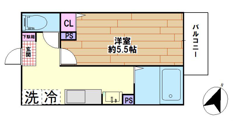 MELDIA江北III(1K/1階)の間取り写真