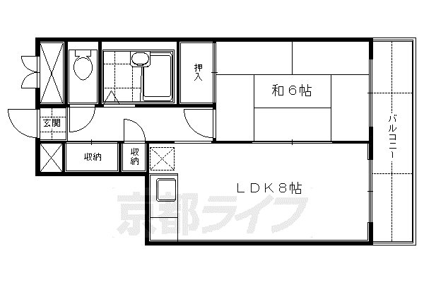 フレーヴァー深草II(1LDK/3階)の間取り写真
