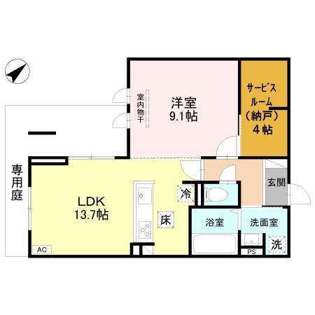 ステラフォーリア(1LDK/1階)の間取り写真