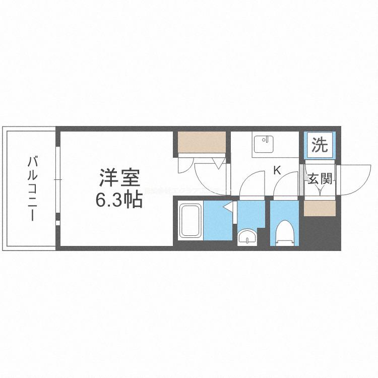 エスリード福島シティグランツ(1K/7階)の間取り写真