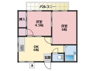 第2鈴木荘(2DK/2階)の間取り写真