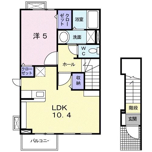 エテルノカーサ(1LDK/2階)の間取り写真