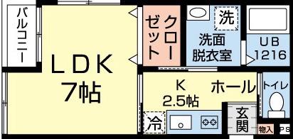 CALME(1K/2階)の間取り写真