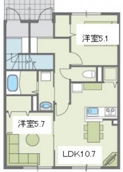 エルメゾンOK B(2LDK/1階)の間取り写真