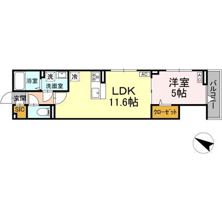 セレスティア大森東(1LDK/2階)の間取り写真