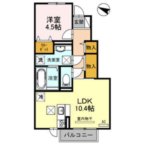 PLACIDO(1LDK/1階)の間取り写真