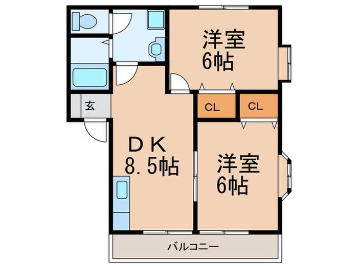 メゾンプリミエール I(2DK/2階)の間取り写真