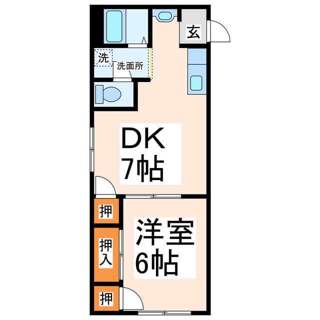 ドルフ楠(1DK/1階)の間取り写真
