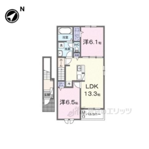 サニーヒル(2LDK/2階)の間取り写真