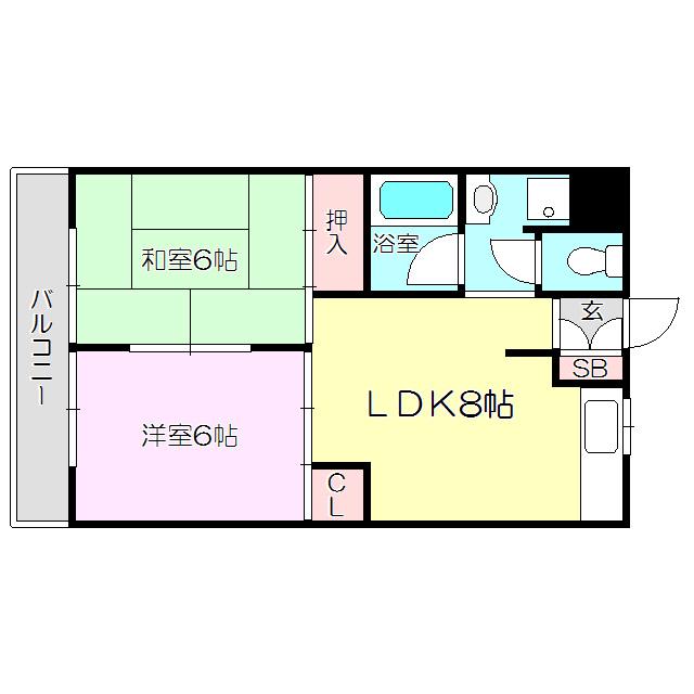第2あかつきマンション(2DK/5階)の間取り写真