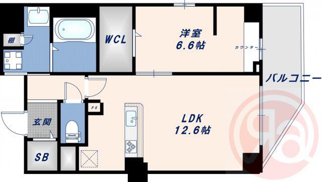 ELYSION天王寺(1LDK/5階)の間取り写真
