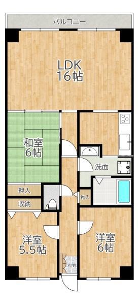 PHOENIX COURT 交野I(3LDK/2階)の間取り写真