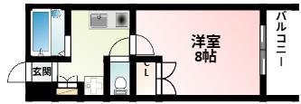 GRAN VERDE 緑地(1K/2階)の間取り写真
