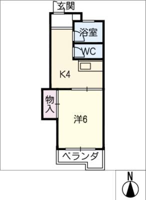 マンション植田(1K/1階)の間取り写真