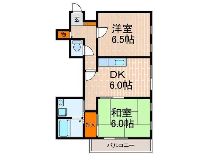 ル・ブーランジェ川原(2DK/5階)の間取り写真