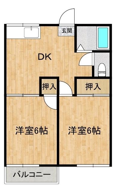 ファミーユ高倉(2DK/2階)の間取り写真