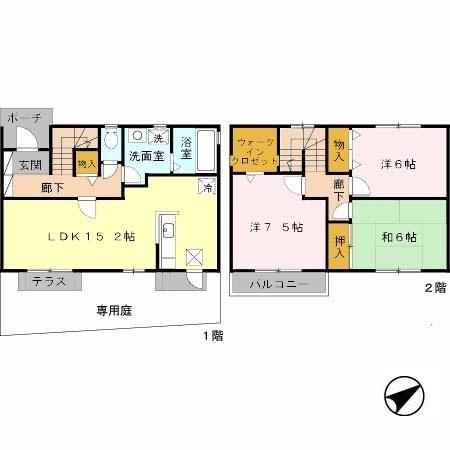 アルスクレストII(3LDK/1階)の間取り写真