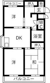 エクセル丸和(3DK/3階)の間取り写真