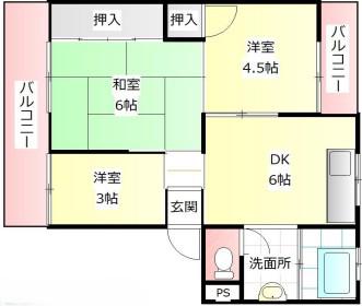 明伸第1ビル(3DK/3階)の間取り写真