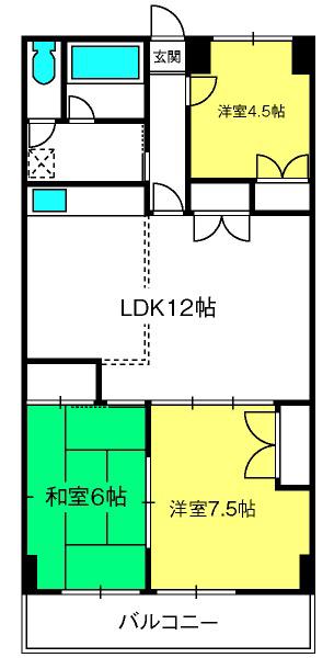 ヒルズ六本木(3LDK/1階)の間取り写真