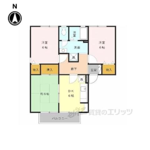ジュネスコート(3DK/1階)の間取り写真
