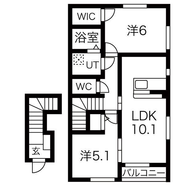 グランドソレイユ福沢(2LDK/2階)の間取り写真