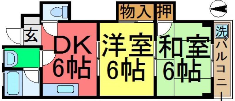エルハイム(2DK/1階)の間取り写真