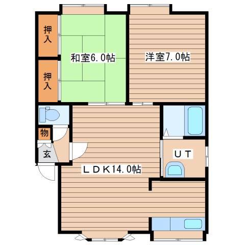メゾンドルナB(2LDK/3階)の間取り写真