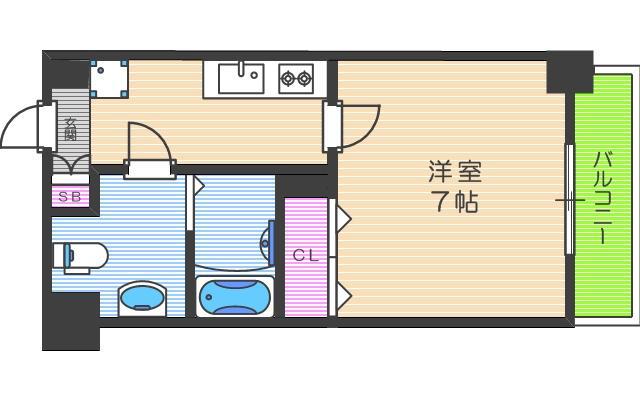 リップルNANNBA イースト(1K/3階)の間取り写真