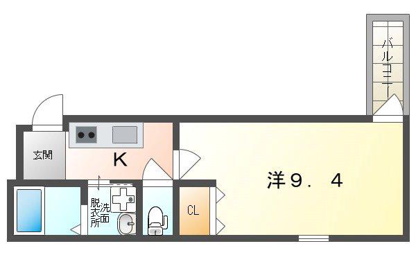 LOTUS VISTA DAINICHI(1K/1階)の間取り写真