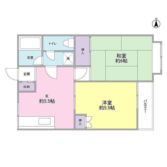 ジョイフルISHII(2K/2階)の間取り写真