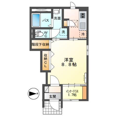 東武伊勢崎線 茂林寺前駅 徒歩12分 2階建 築4年(1K/1階)の間取り写真
