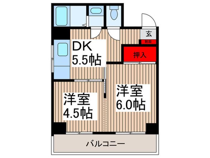 エスポアールときわ(2DK/3階)の間取り写真