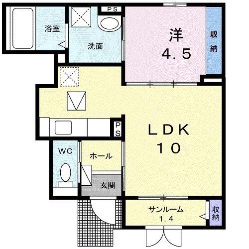 STGSハイム(1LDK/1階)の間取り写真