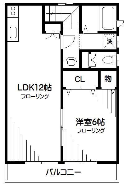 リュード スール(1LDK/2階)の間取り写真