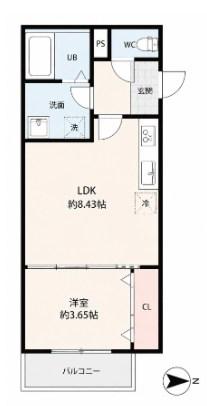 鳥栖市本町AP(1LDK/1階)の間取り写真
