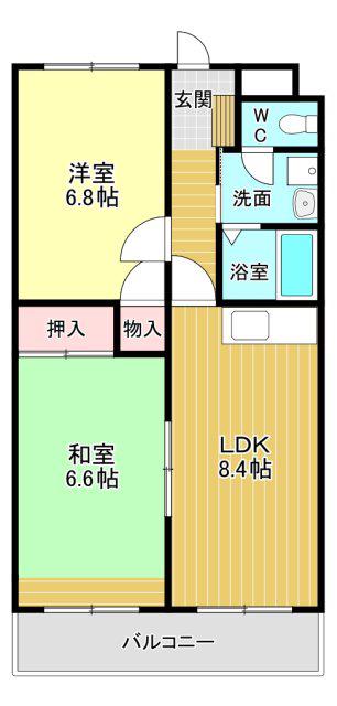 ビューしじみの森(2LDK/3階)の間取り写真