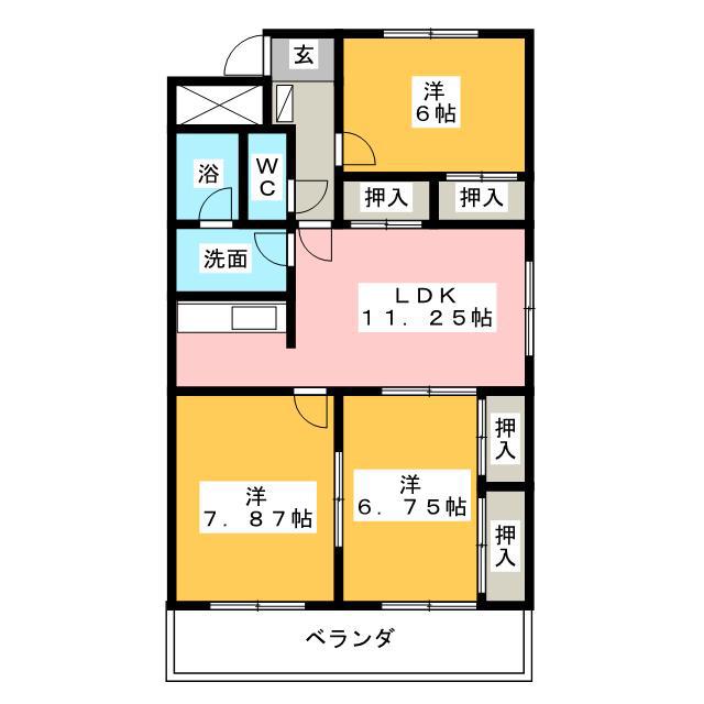 レジデンスロックフェラー(3LDK/5階)の間取り写真