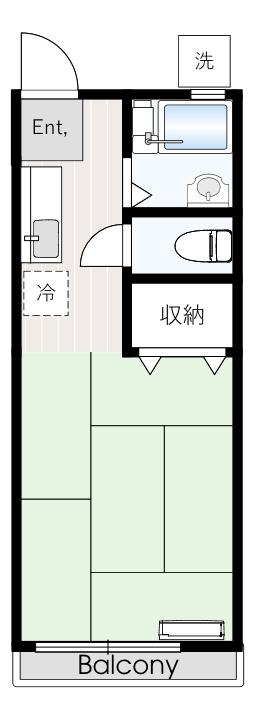 コーポヒロ(ワンルーム/2階)の間取り写真