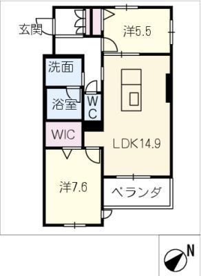 シャーメゾン月見(2LDK/3階)の間取り写真