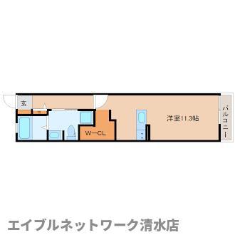 ARUROOM清水春日(ワンルーム/3階)の間取り写真