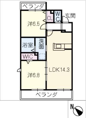 グランデュールメゾンARATA(2LDK/2階)の間取り写真